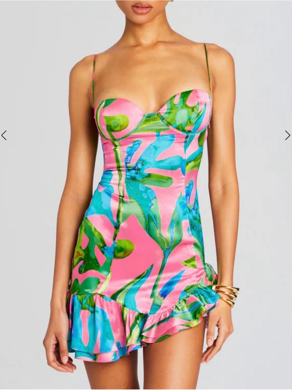 Retrofete Silvana Silk Dress in Jade Tropical Leaf - Picture 11 of 13